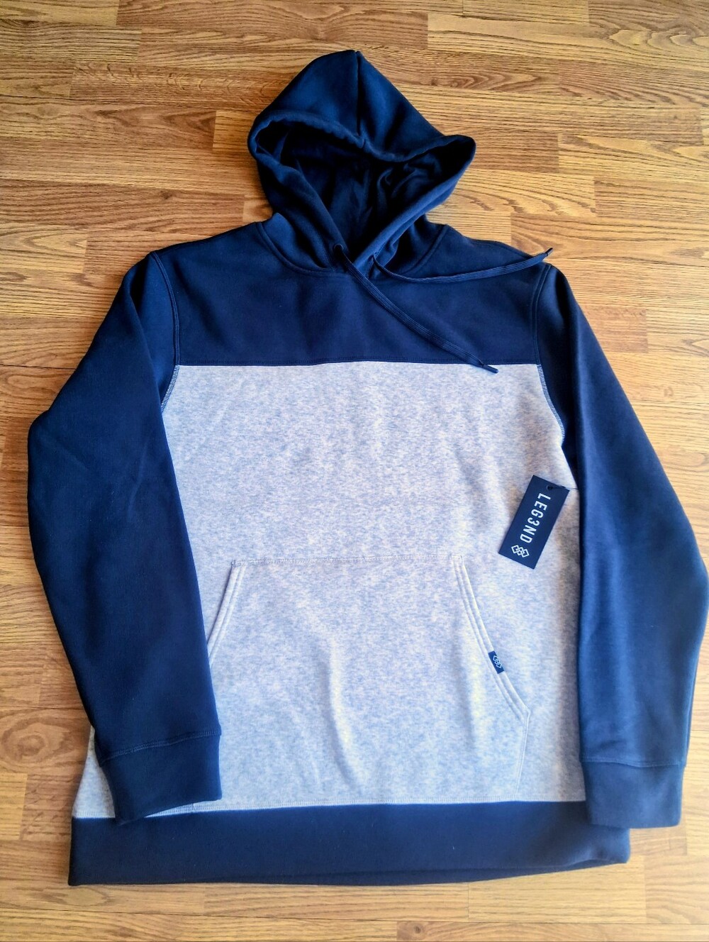 NWT Mens LEG3ND, LEGEND hoodie, Hooded Sweatshirt, Grsy. Navy, Sz Lg,